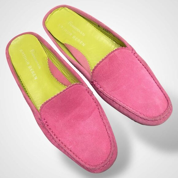 Fieramosca & Co Pink Suede Mule Moccasins Slides Women's Shoes Size 7M Italy - Picture 2 of 8